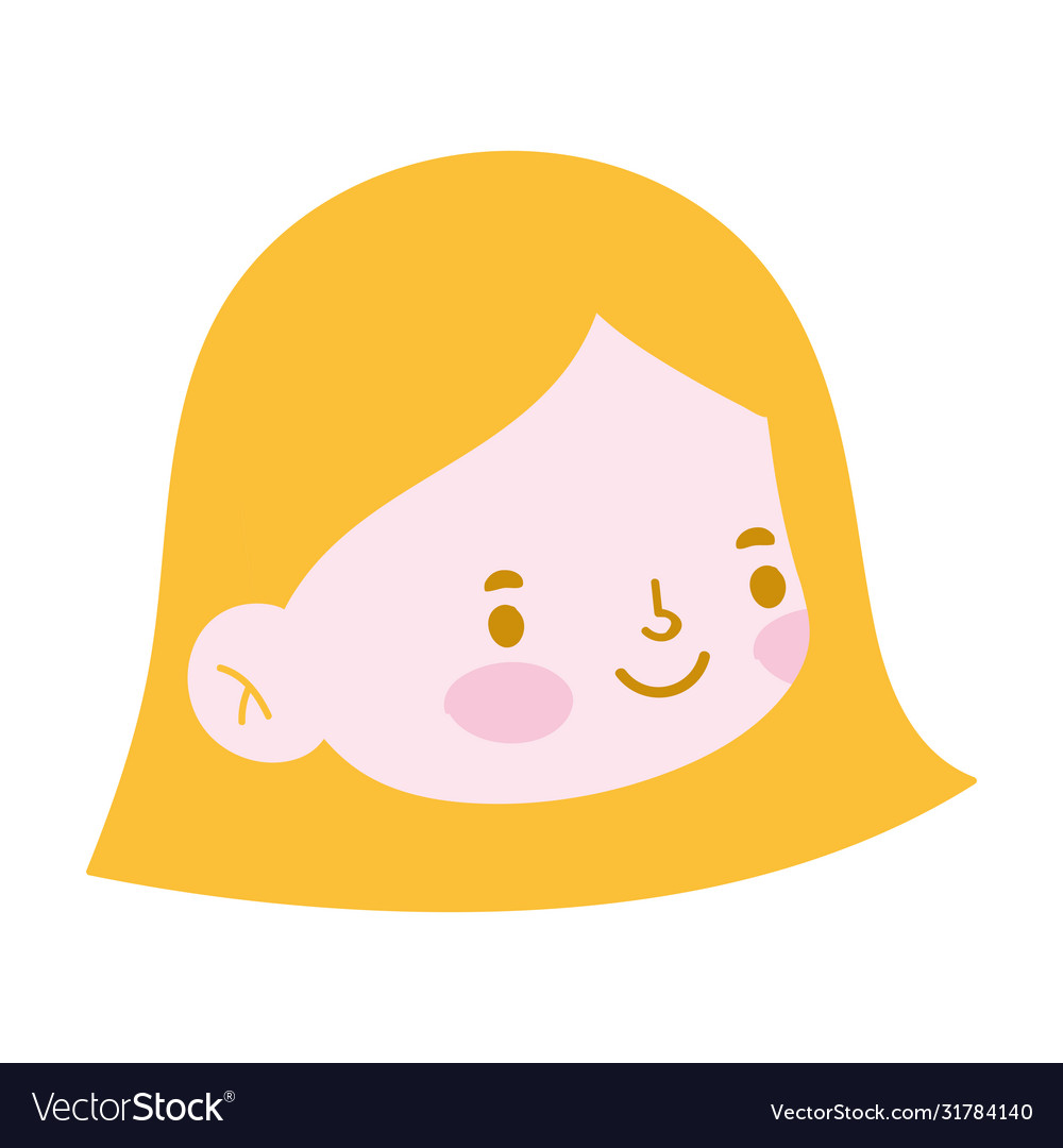 Little girl face cartoon character isolated icon Vector Image