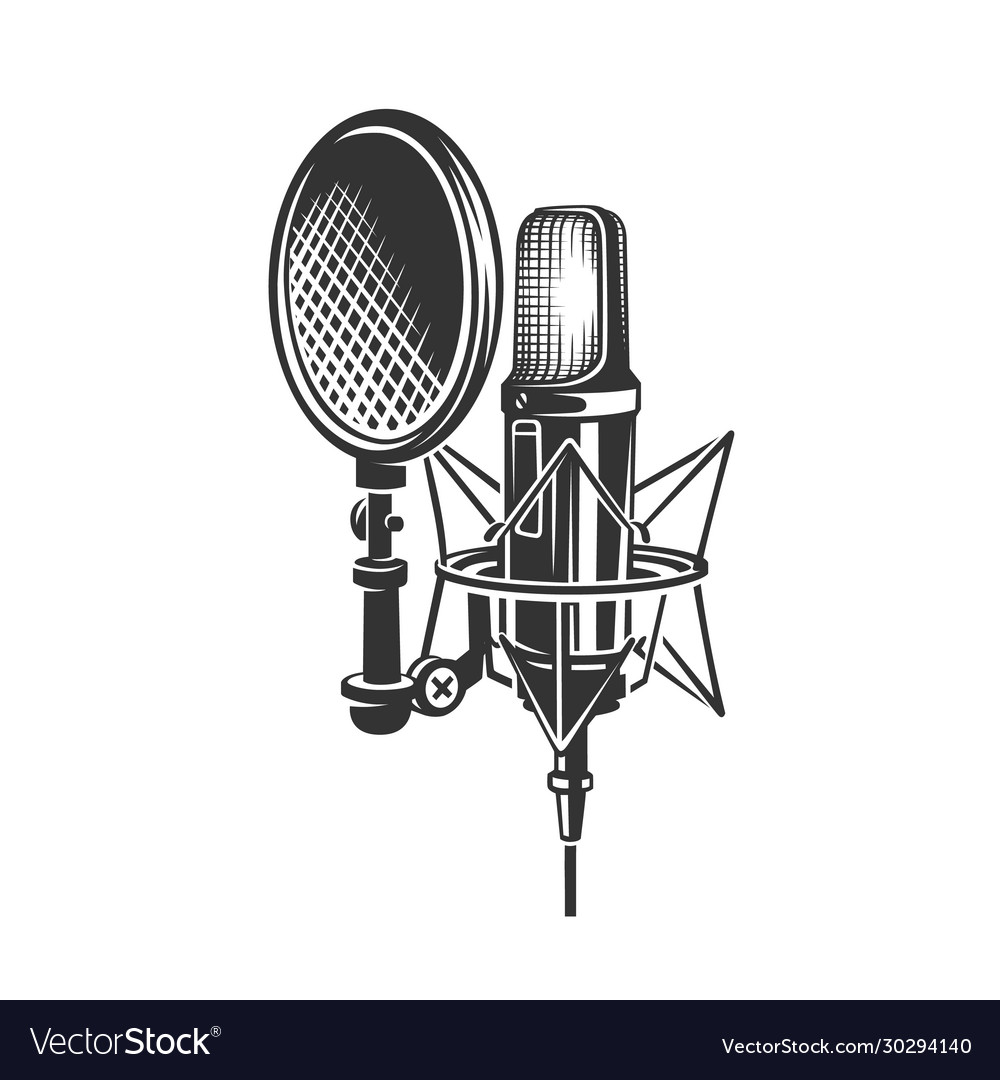 Podcast retro microphone Royalty Free Vector Image