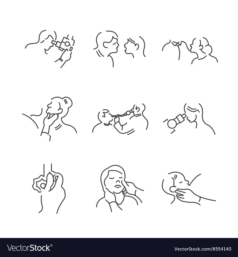 Set of line icons medical doctors otolaryngology