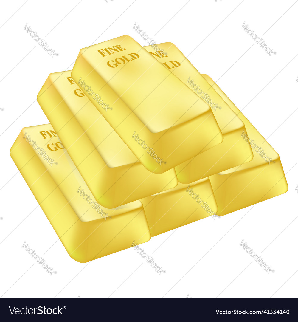 Simple 6 fine gold bar isolated on white