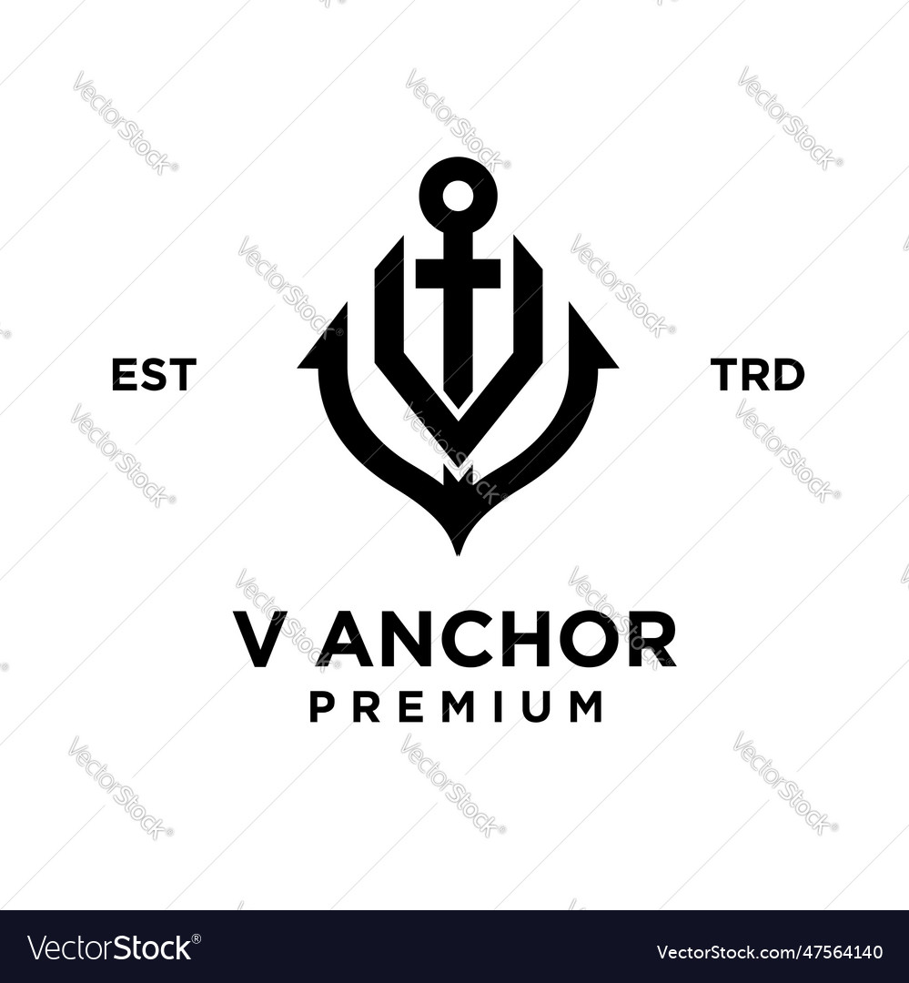 V anchor letter initial design icon logo