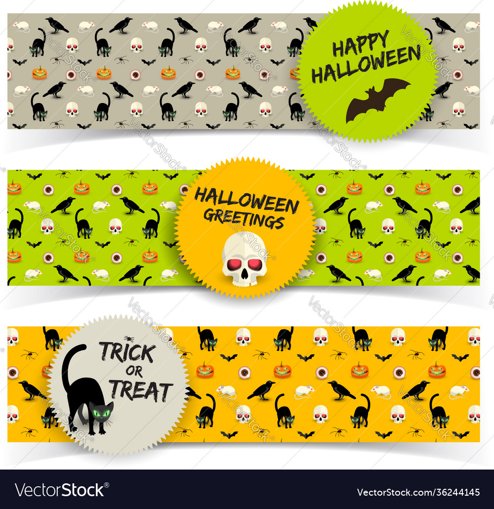 Colorful halloween horizontal banners Royalty Free Vector