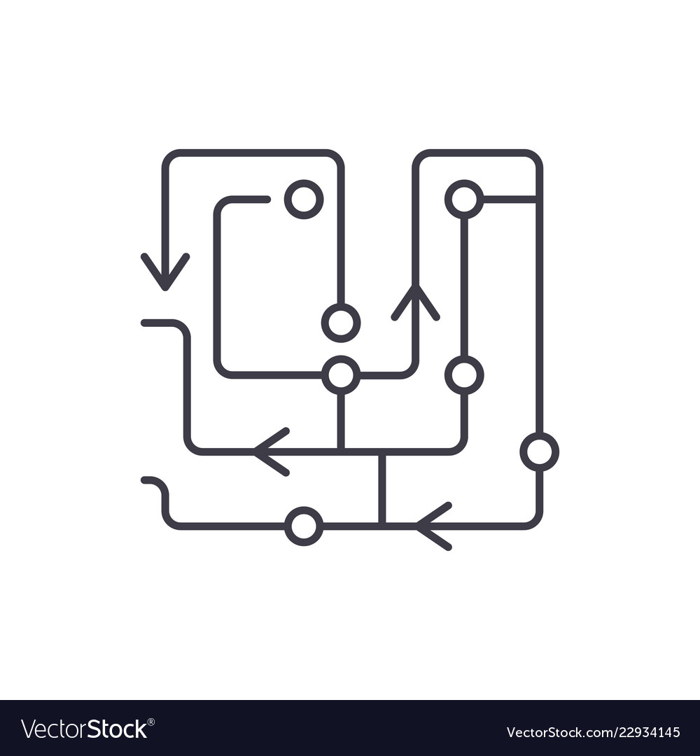 Computer algorithms line icon concept