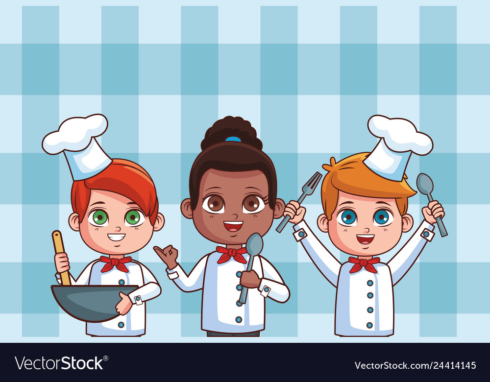 Cute chef children cartoon Royalty Free Vector Image