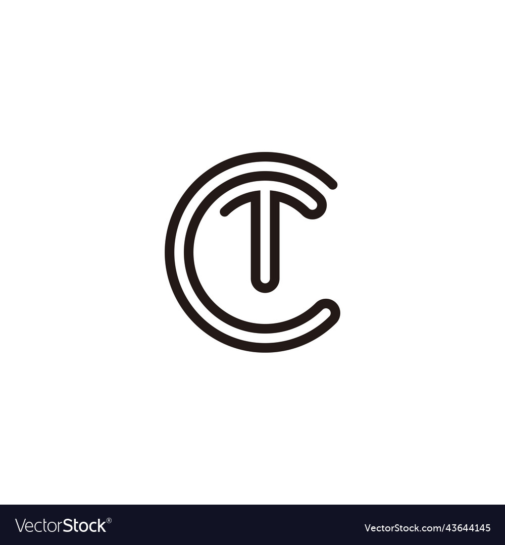 Letter c and t circle line geometric symbol