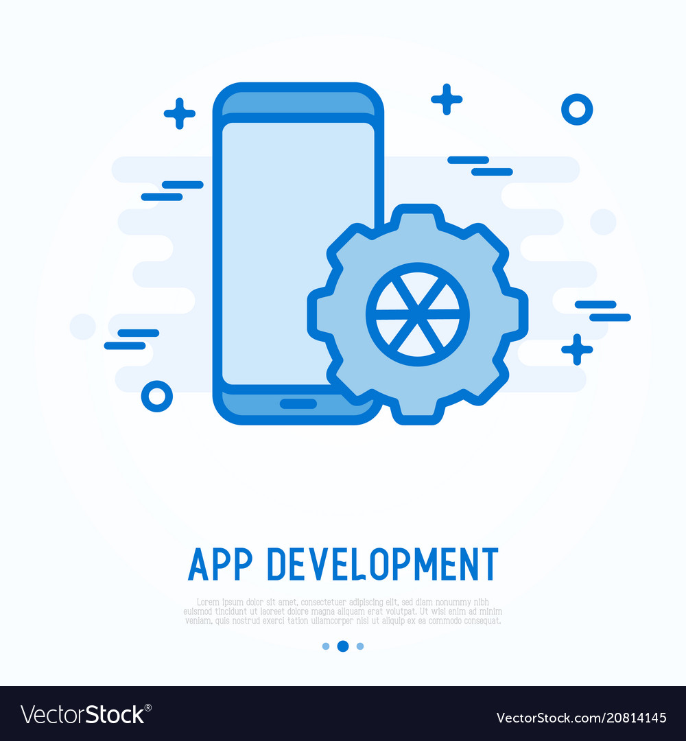 Mobile app development thin line icon