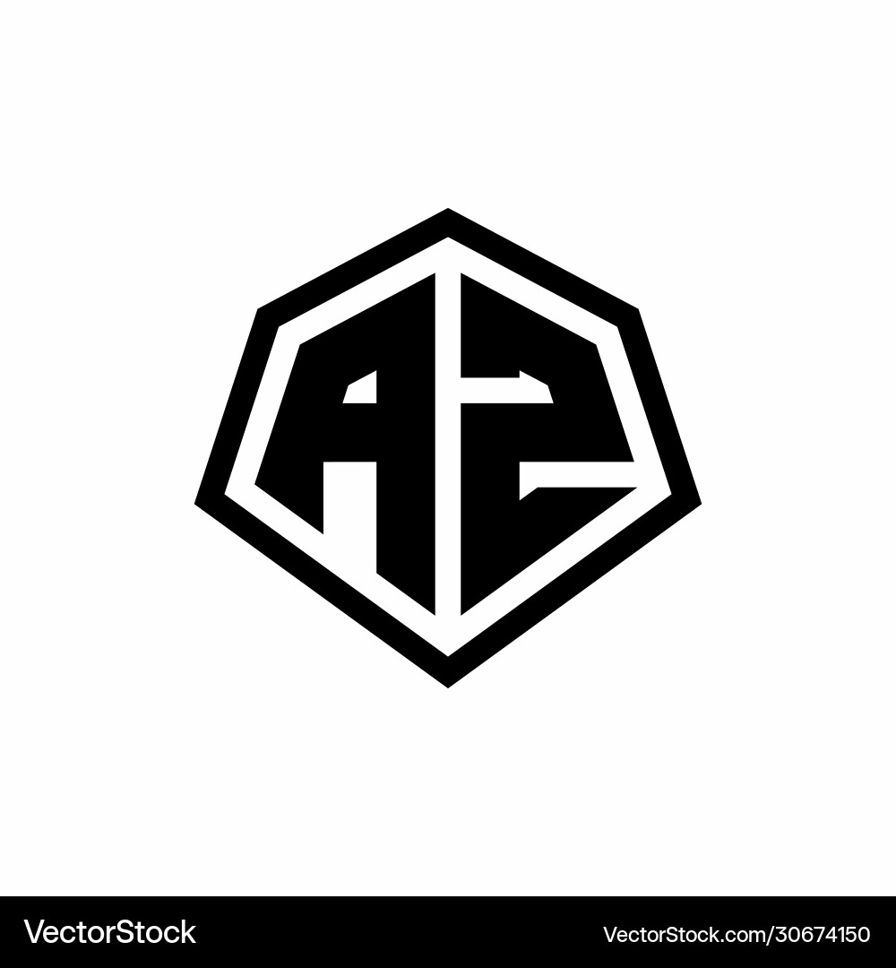 Az monogram logo with hexagon shape and line Vector Image