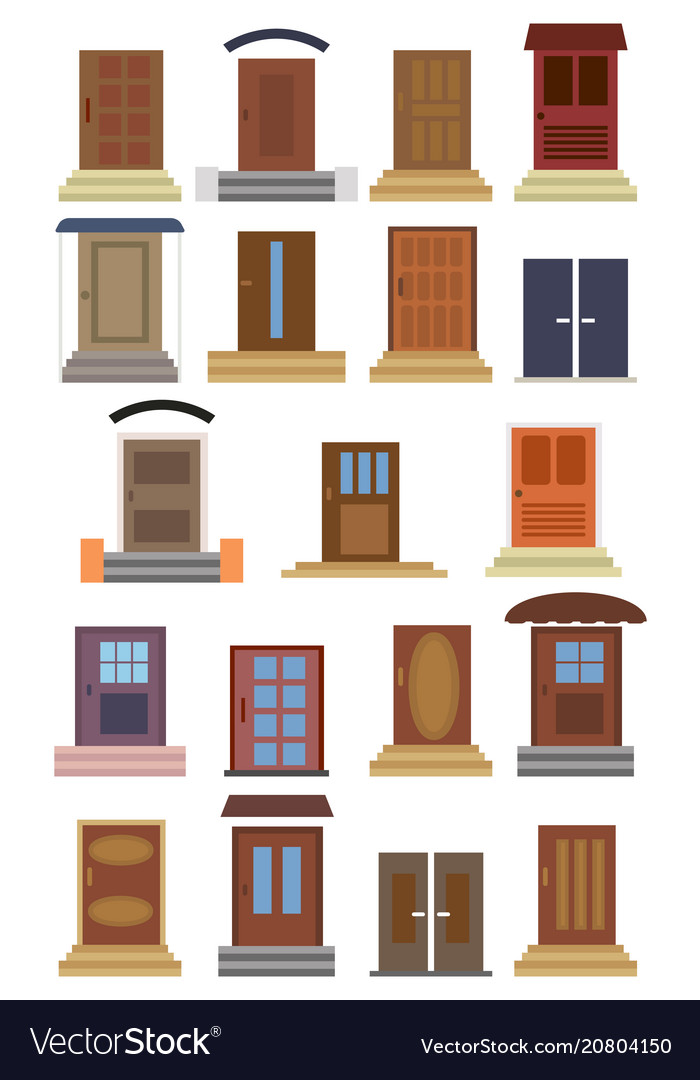 Collection of closed entrance doors