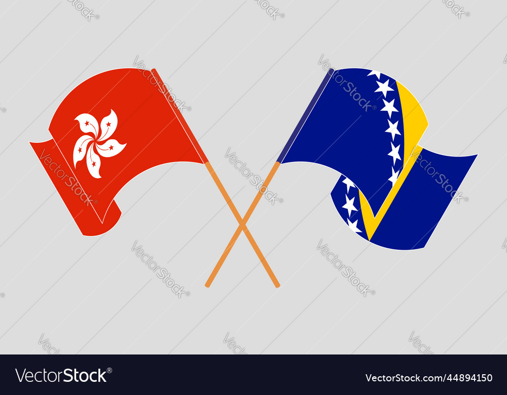 Crossed And Waving Flags Of Hong Kong And Bosnia Vector Image 8726