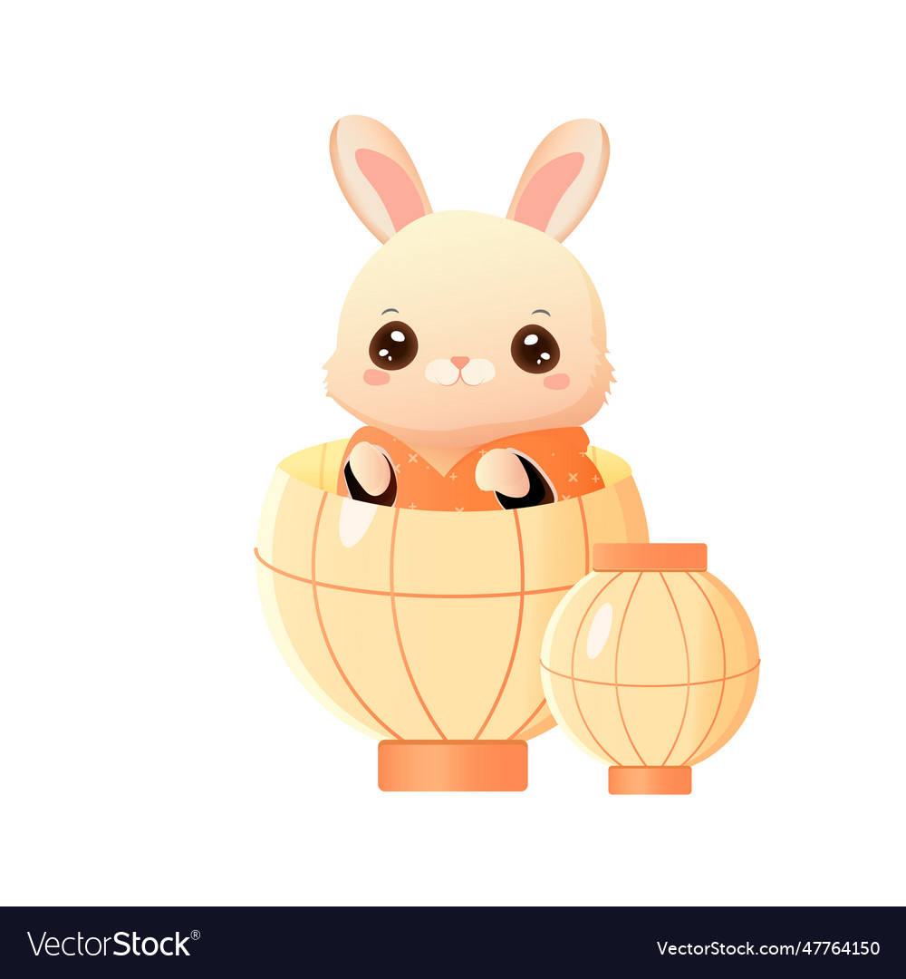 Cute bunny in the lantern of mid autumn Royalty Free Vector