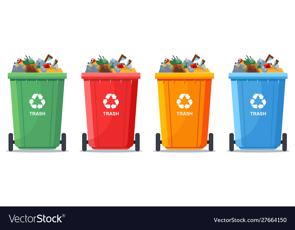 Garbage bins and trash cans set Royalty Free Vector Image