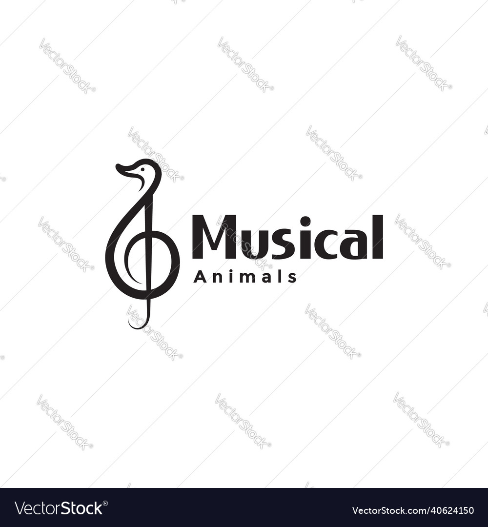 Music note with duck shape logo symbol icon