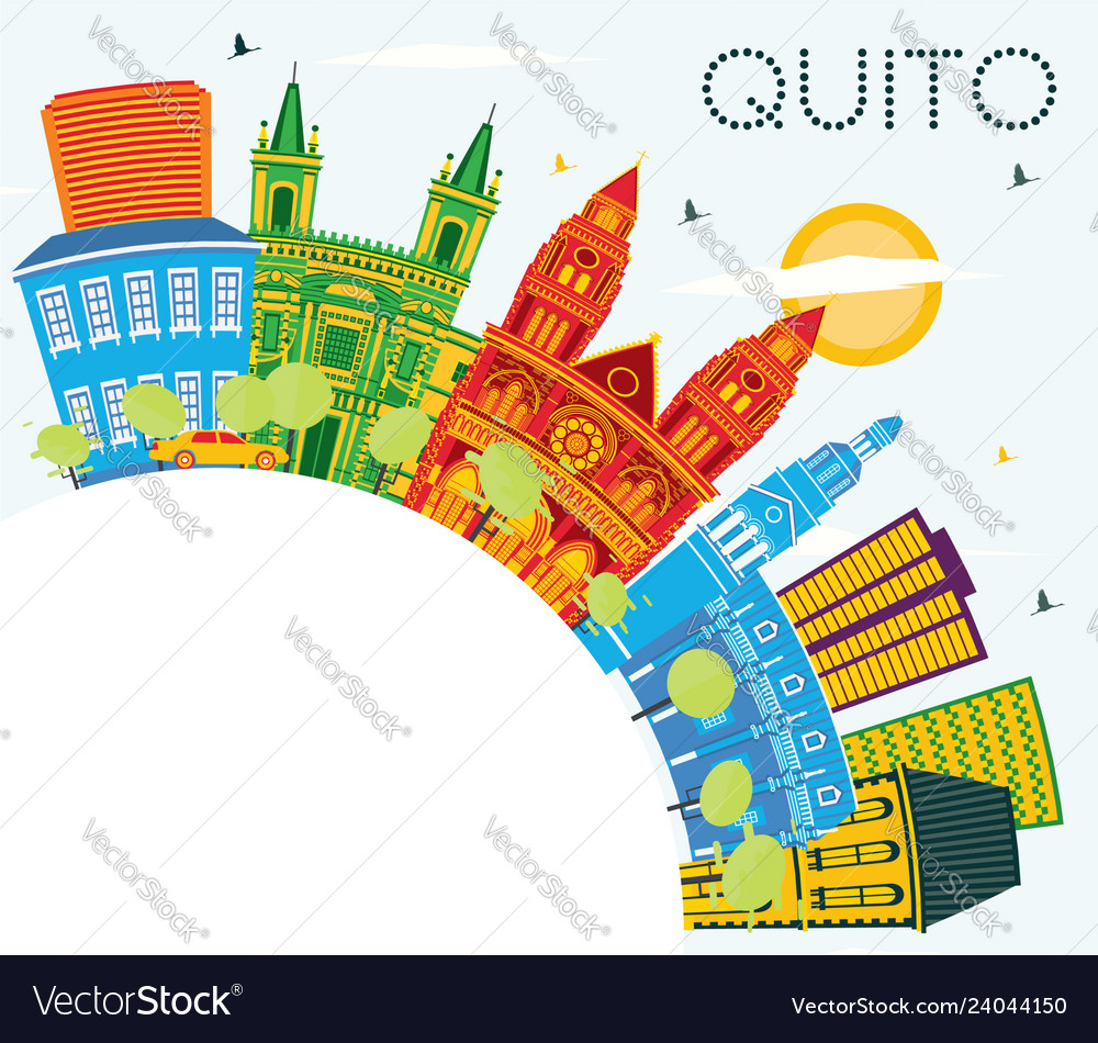 Quito Ecuador City Skyline With Color Buildings Vector Image