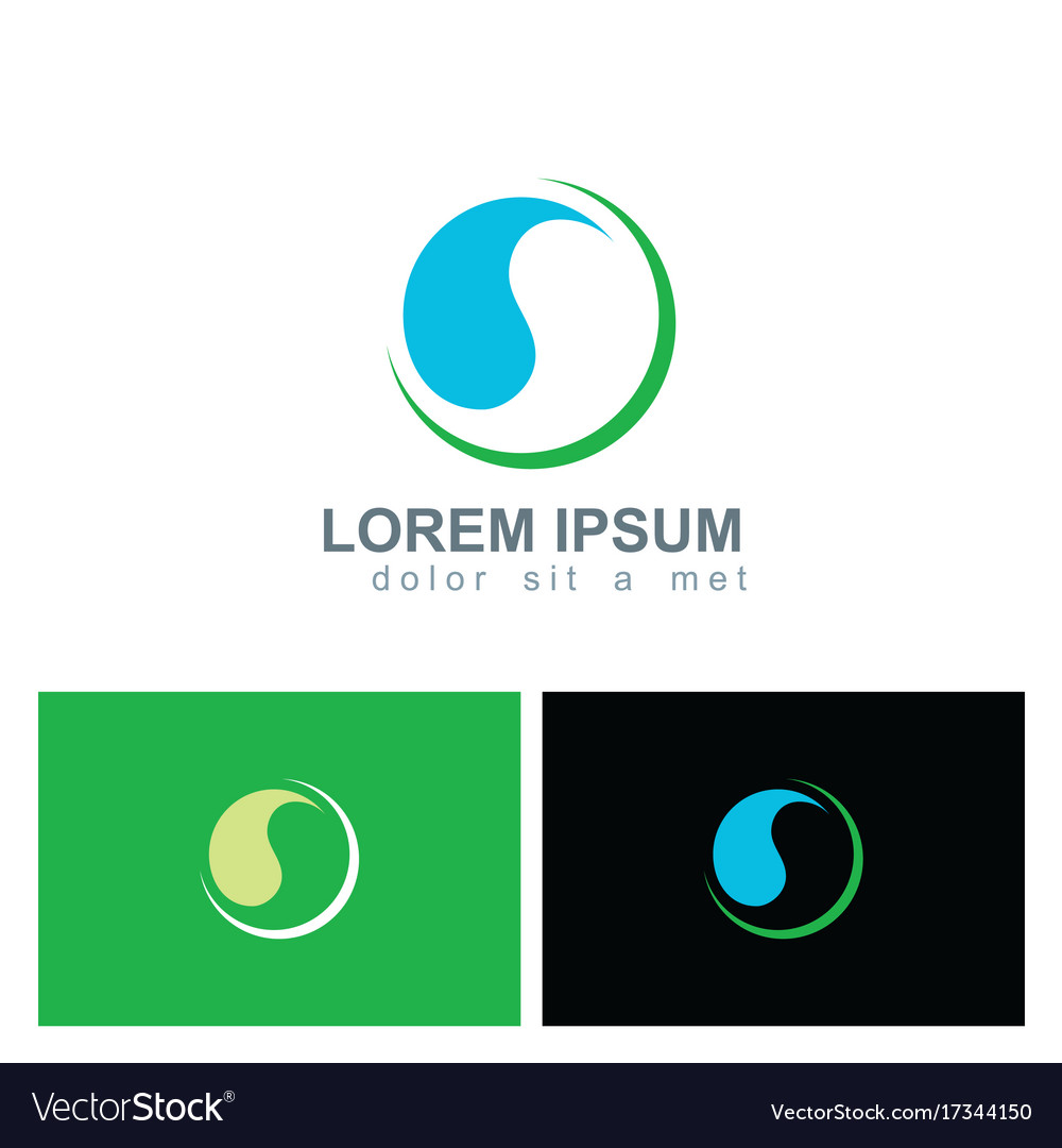 Round ecology abstract water drop logo