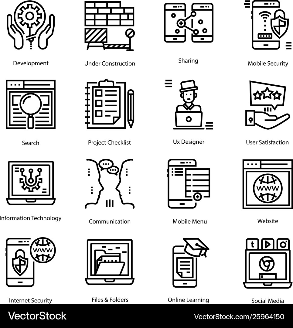 Set user interface line icons Royalty Free Vector Image