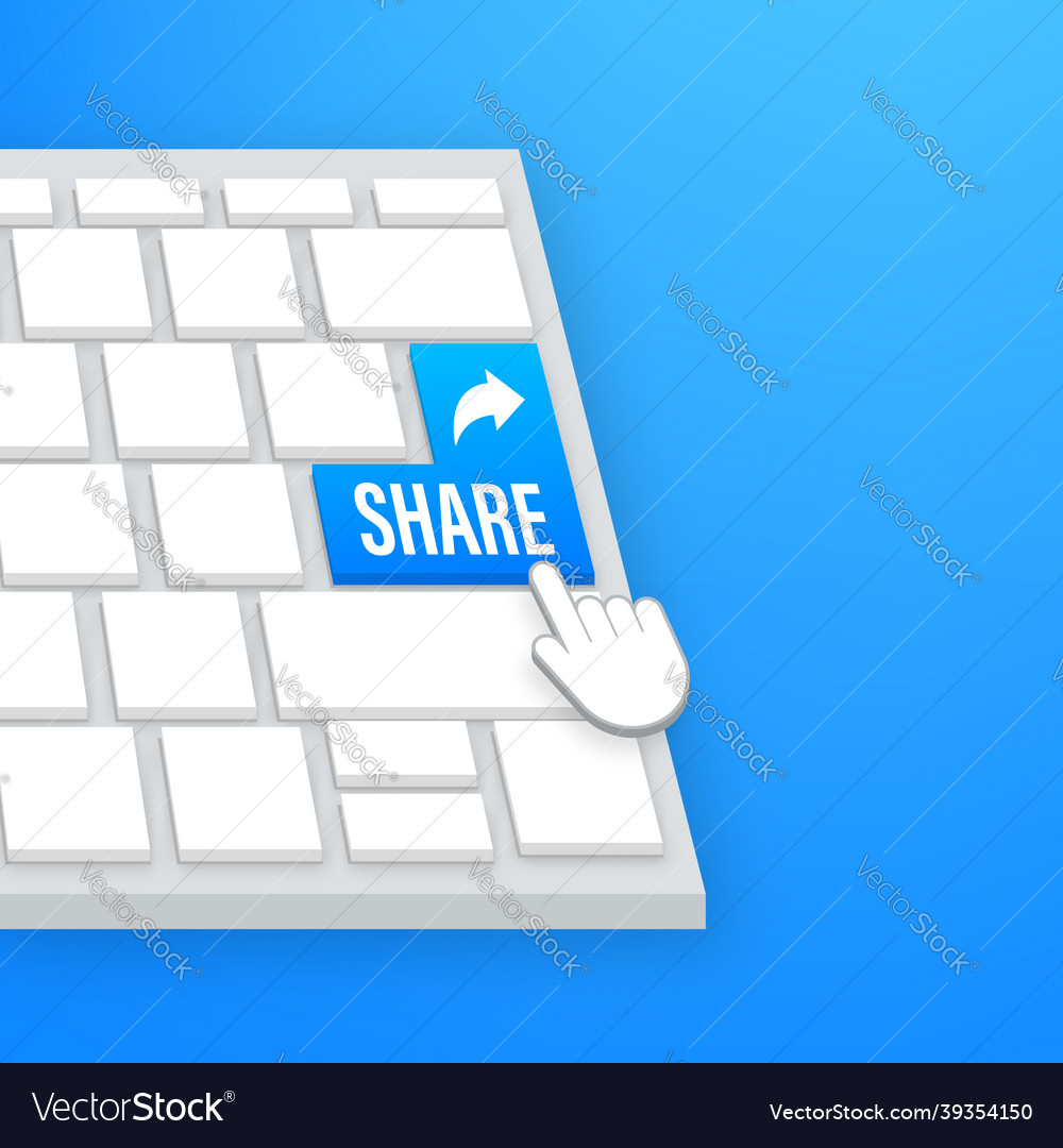 Share button in flat style on blue background