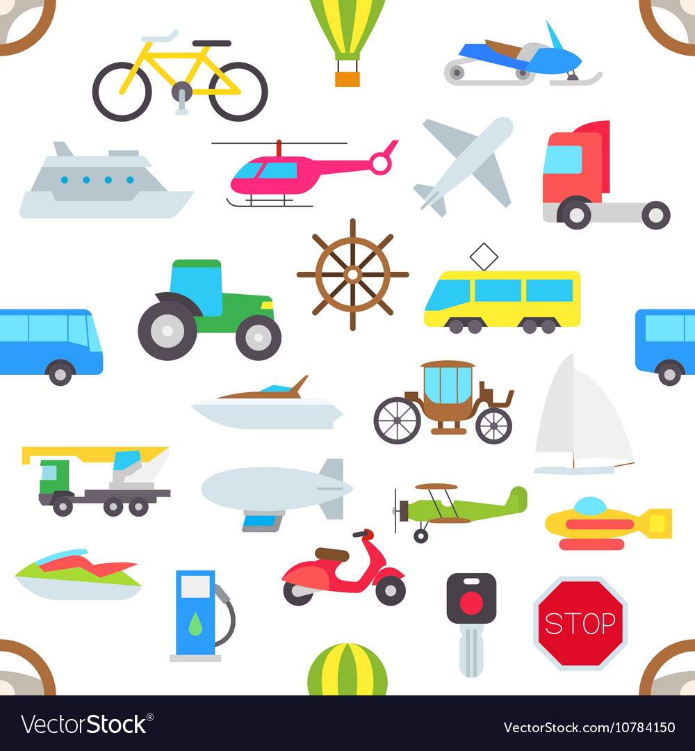 Transport pattern stickers Royalty Free Vector Image