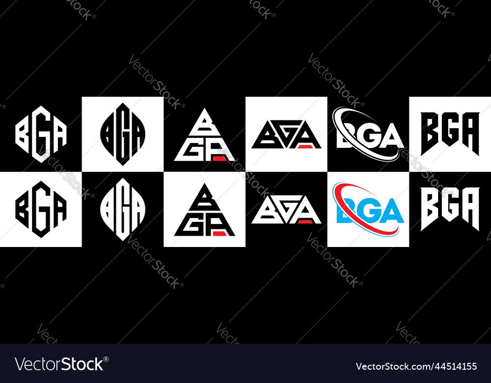 Bga letter logo design in six style polygon