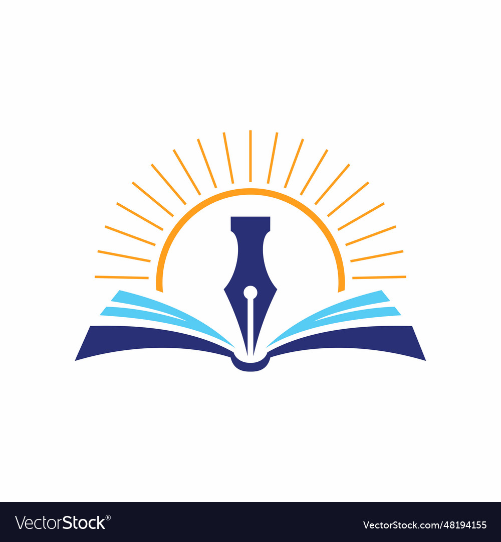 Book and pen education logo