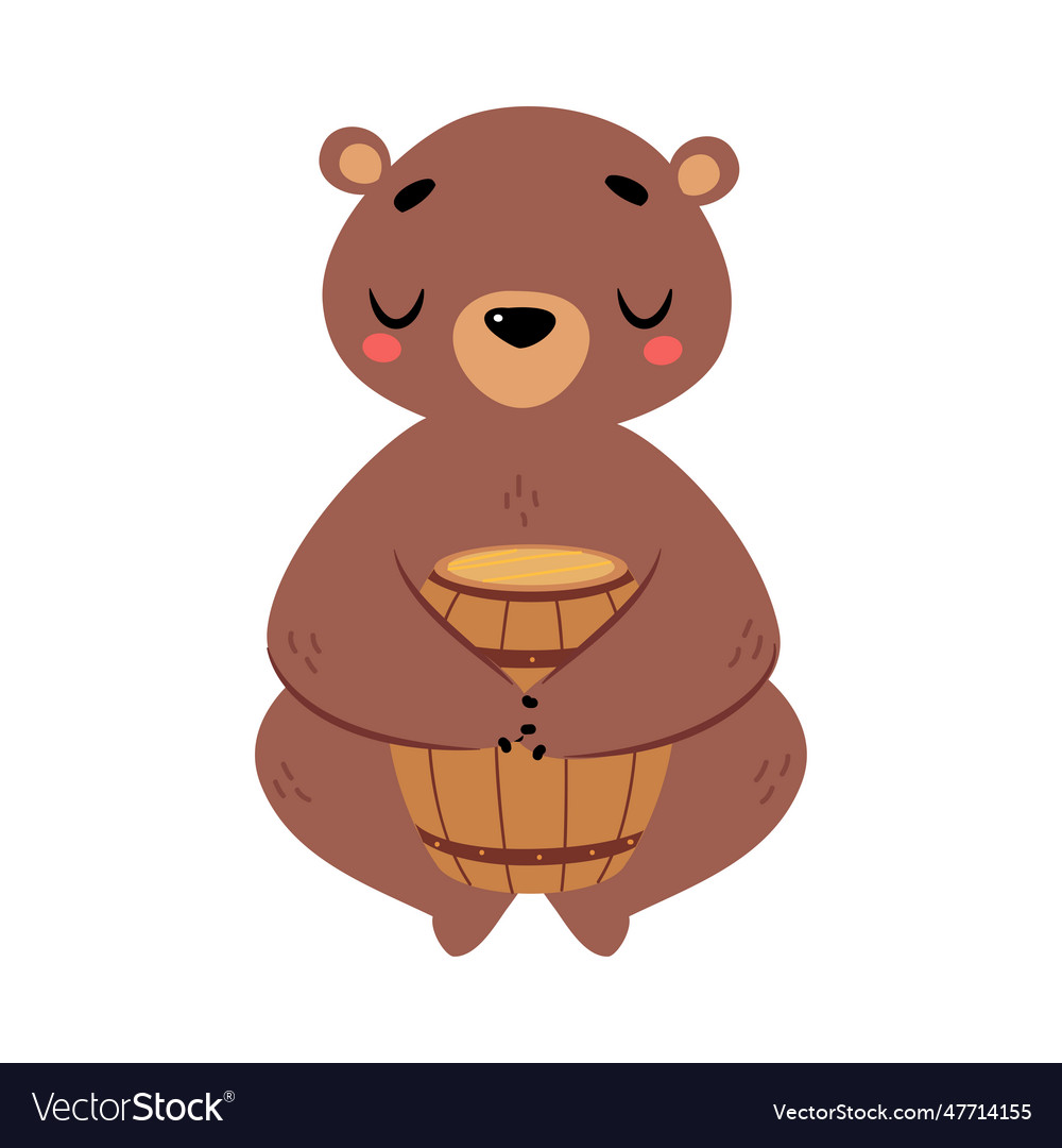 Cute Bear Character With Rounded Ears Sitting Vector Image