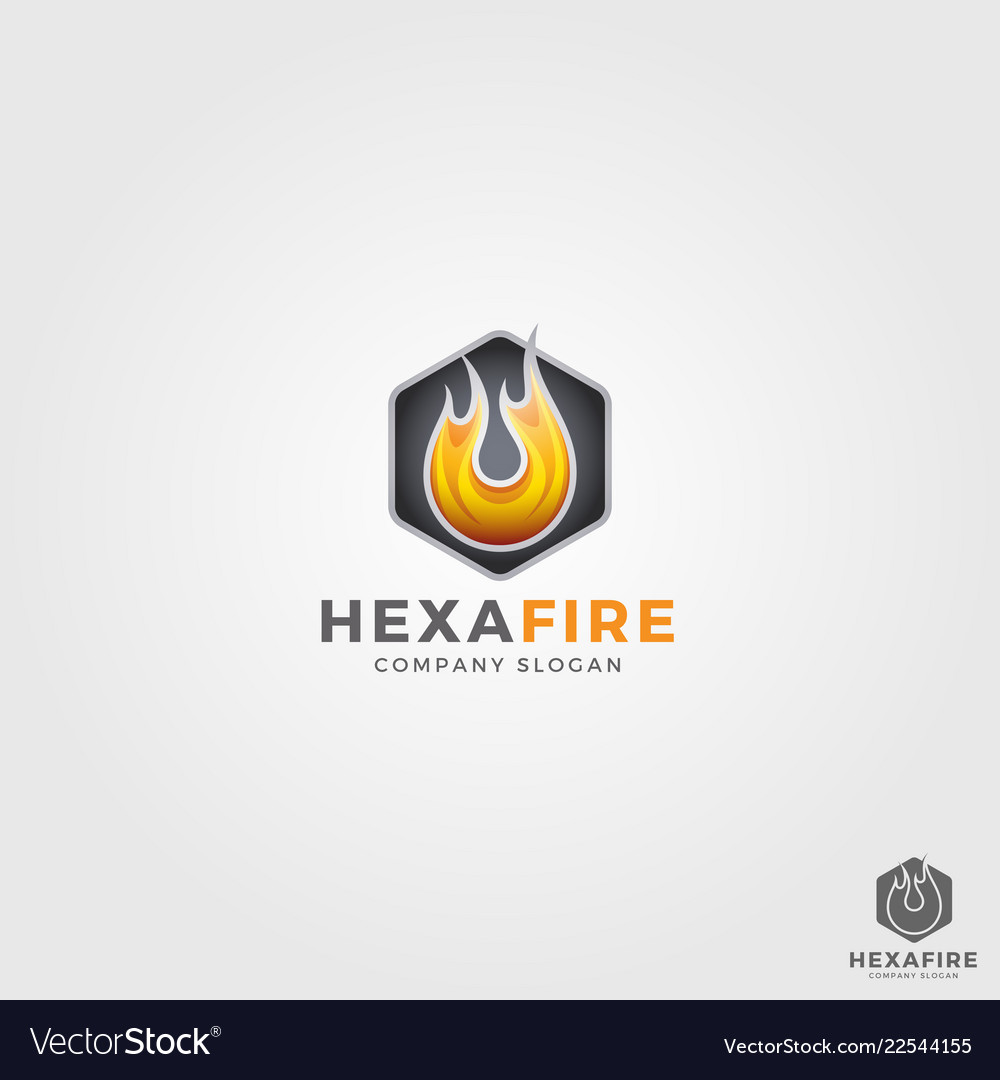 Fire hexagon logo template