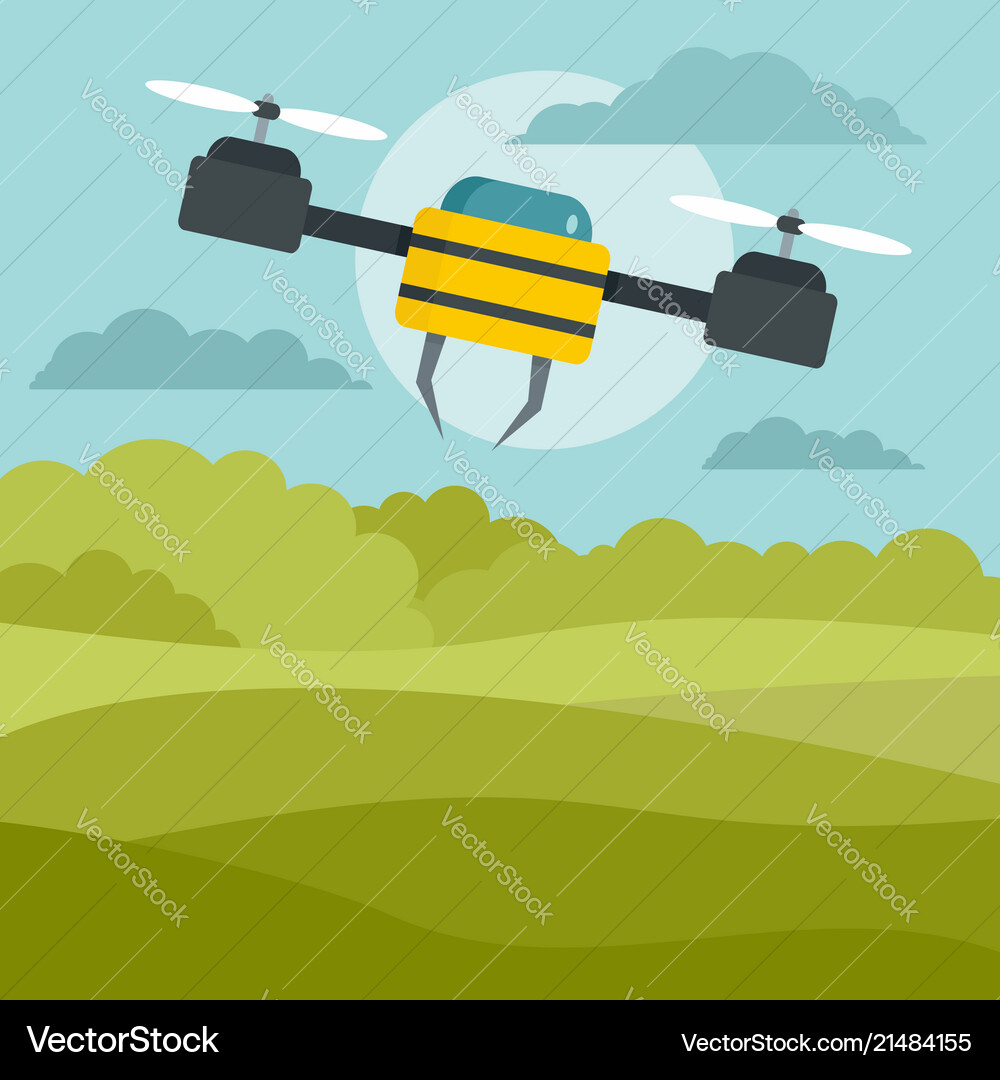 Flying drone background flat style Royalty Free Vector Image