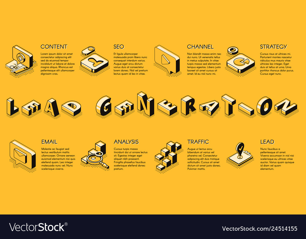 Lead Generation Isometric Web Banner Royalty Free Vector