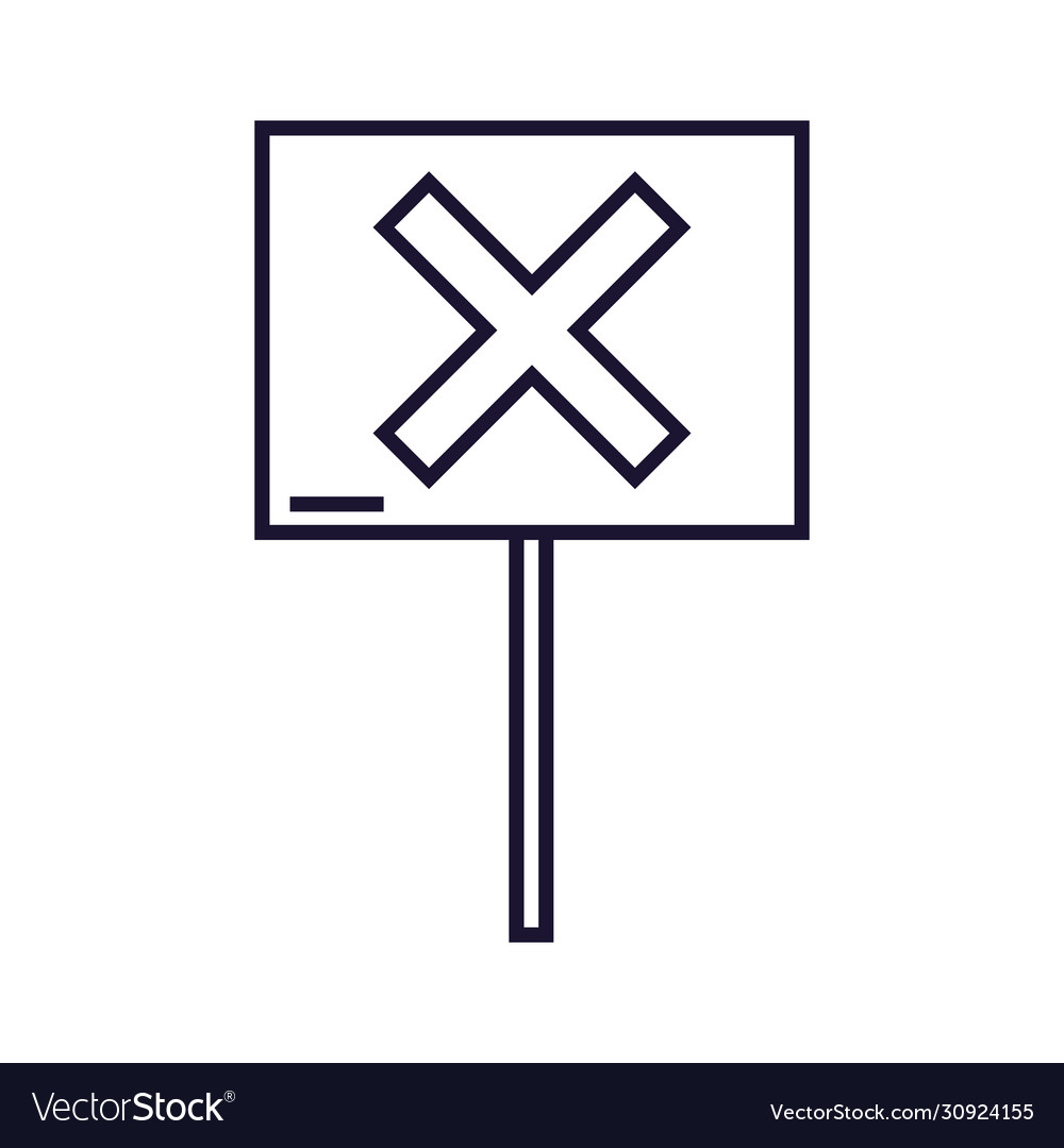 Protest banner with x symbol line style icon