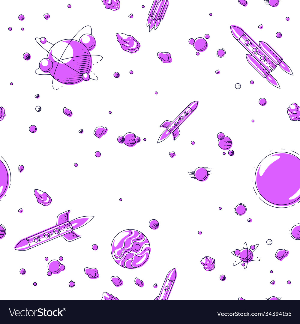 Seamless space background with rockets