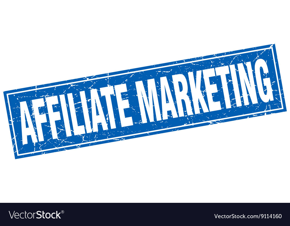 Affiliate marketing blue square grunge stamp