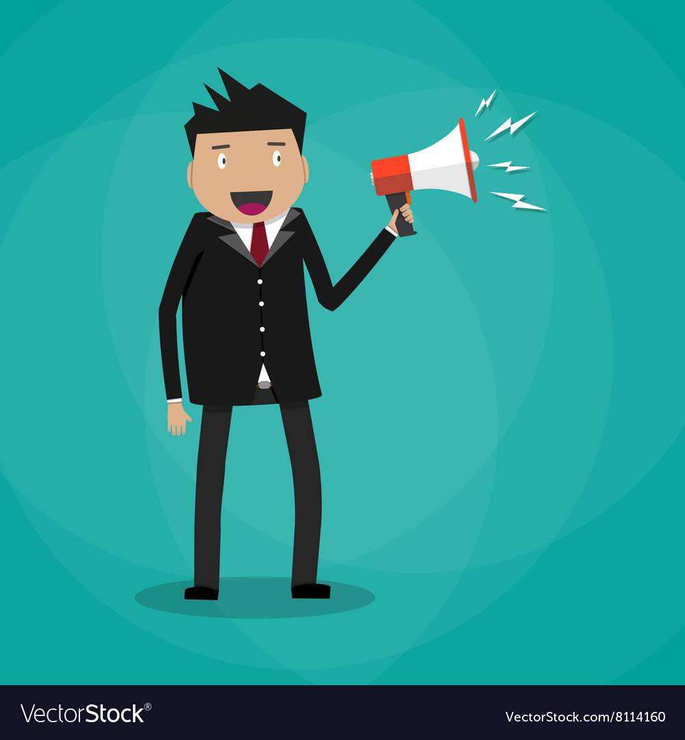 Businessman holding a megaphone Royalty Free Vector Image