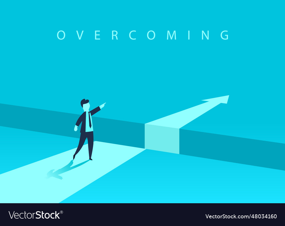 Businessman standing in front of the obstacle gap