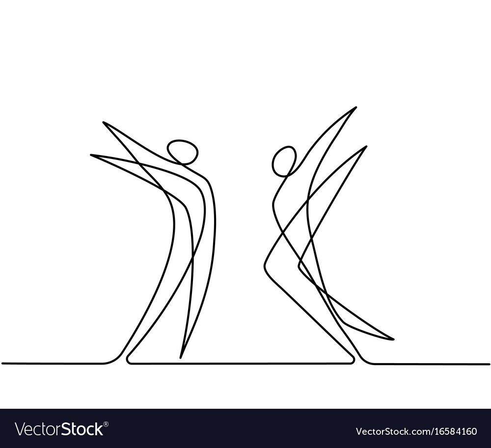 Continuous Line Drawing Abstract Dancers Vector Image