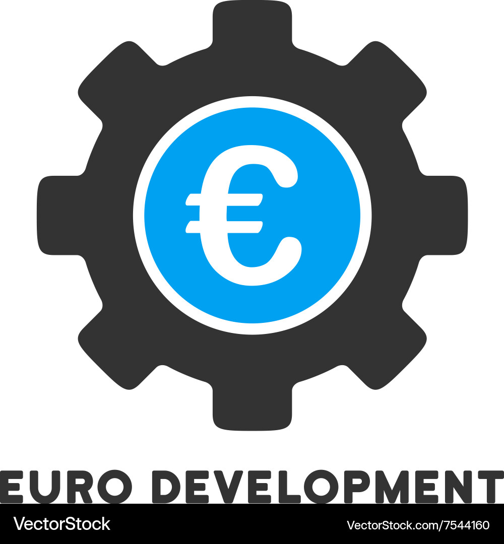 Euro development flat icon with caption Royalty Free Vector