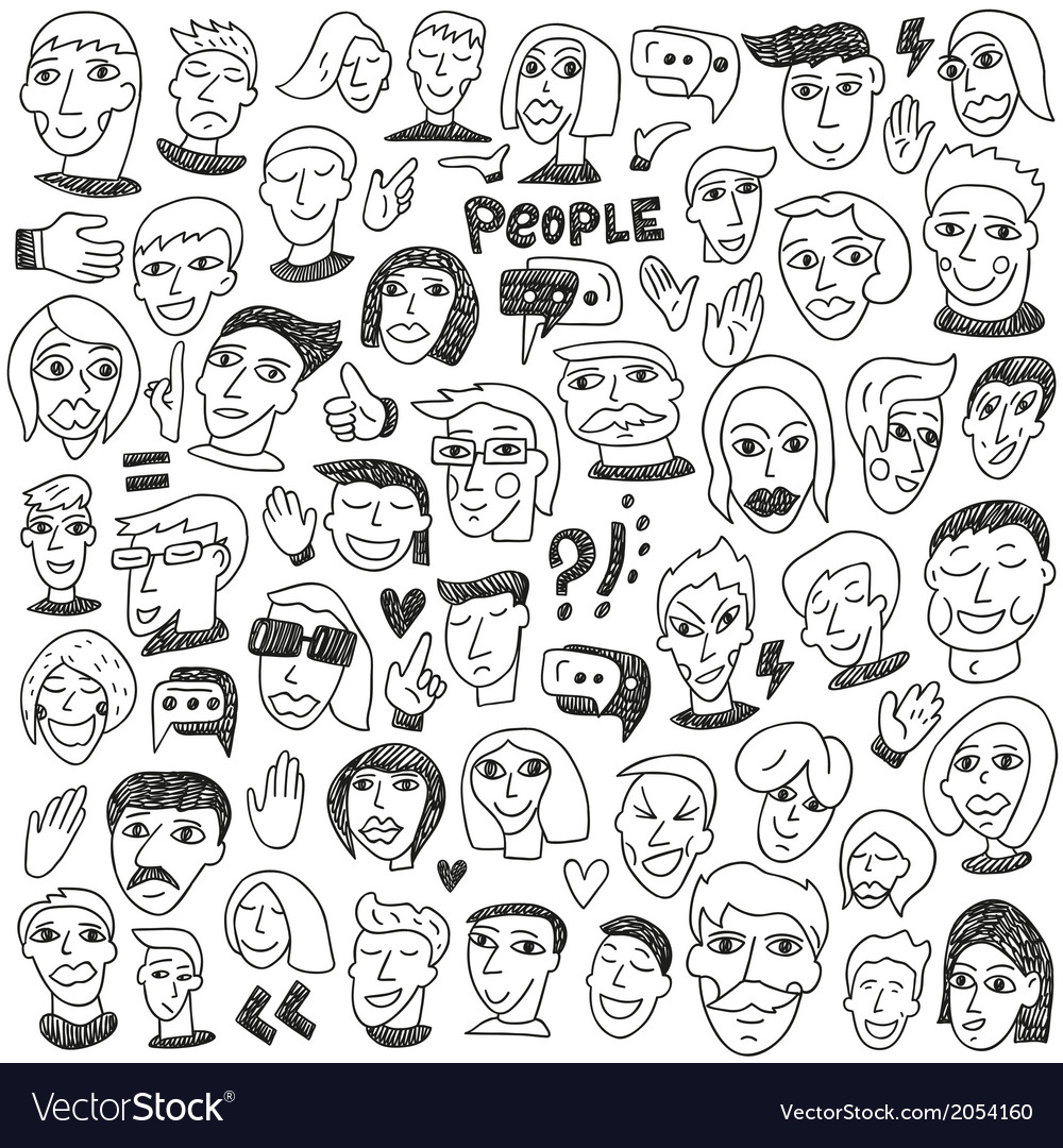 Faces - big doodles collection Royalty Free Vector Image