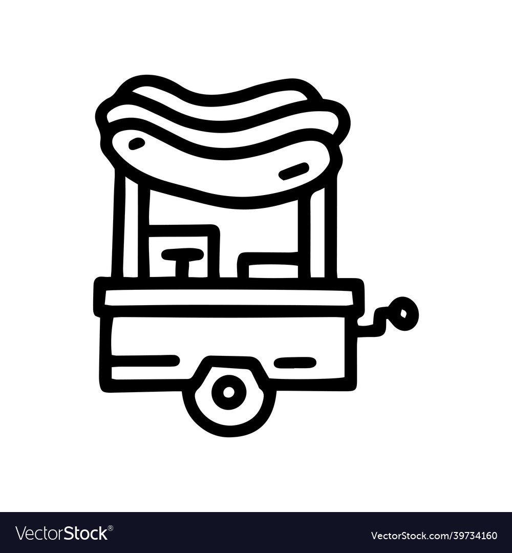 Hot dog trade cart line doodle simple icon