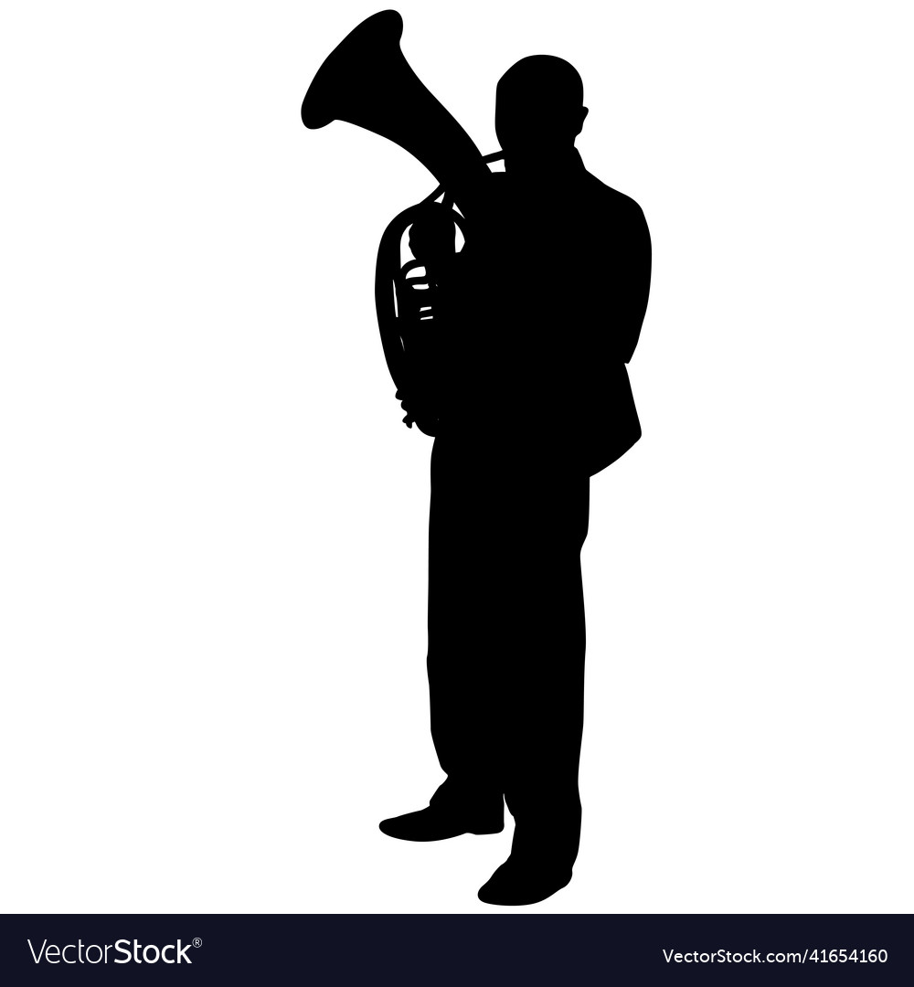 Silhouette of musician playing the tuba