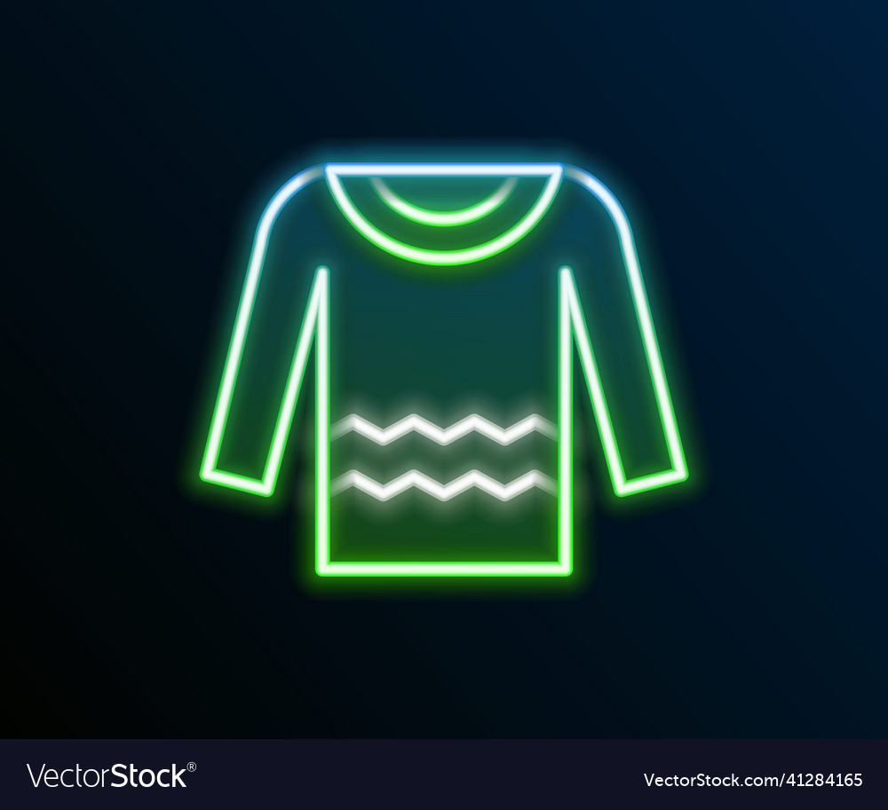 Glowing neon line sweater icon isolated on black