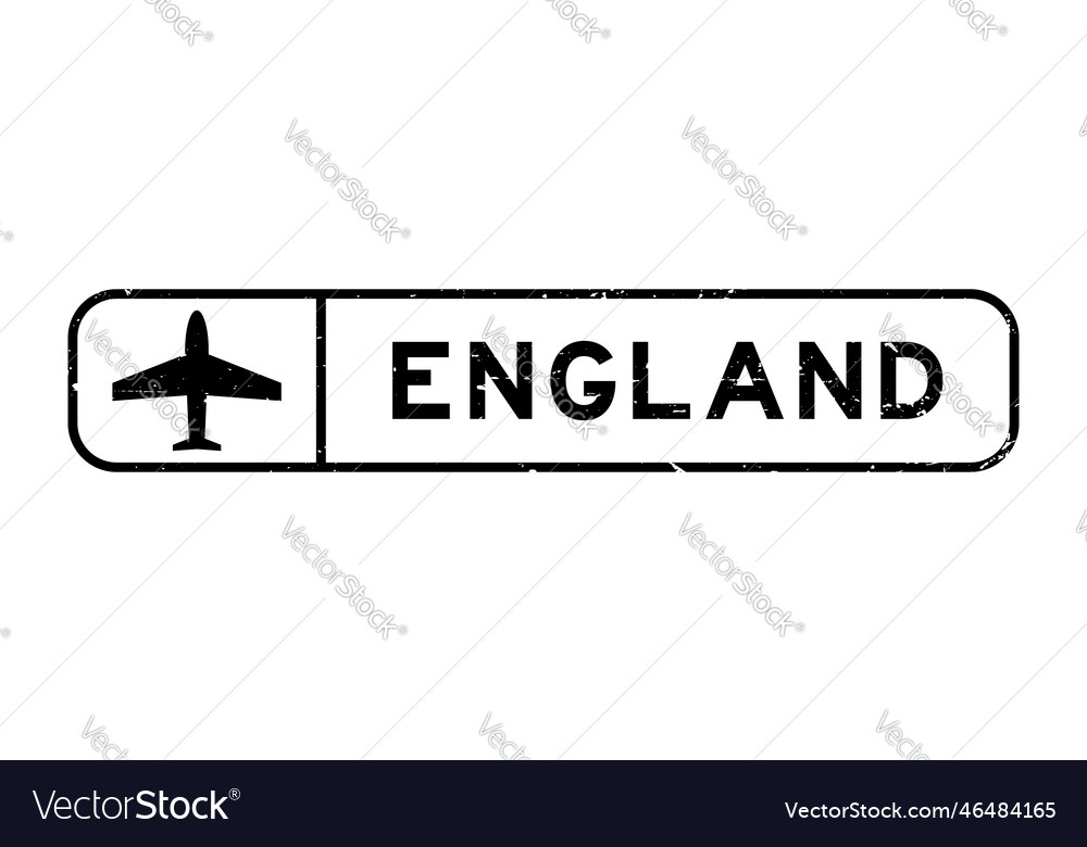 Grunge black england word with plane icon square Vector Image