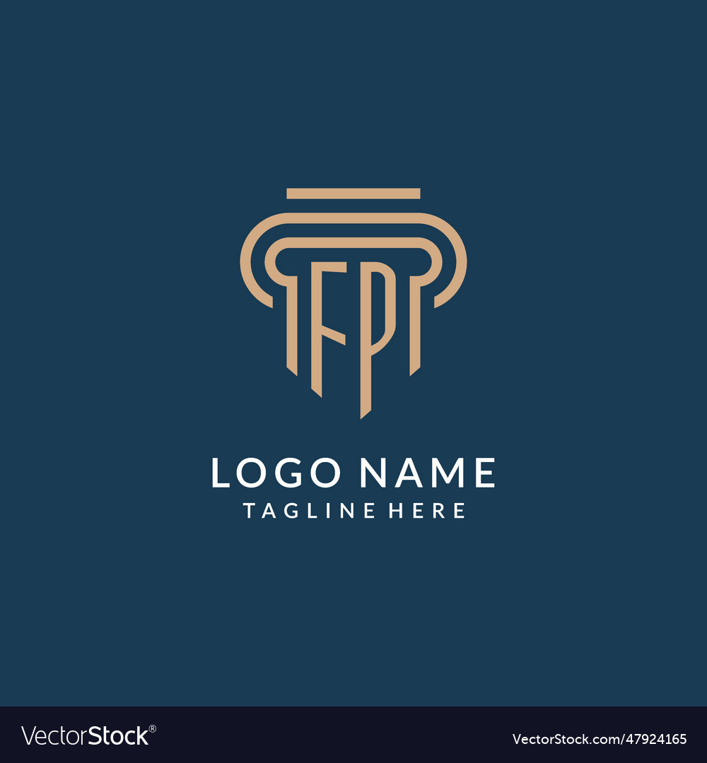 Initial fp pillar logo style luxury modern lawyer