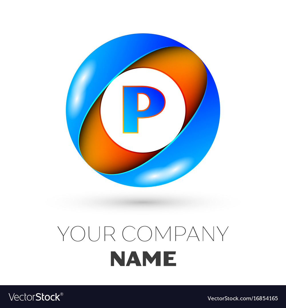 Letter p logo symbol in the colorful circle