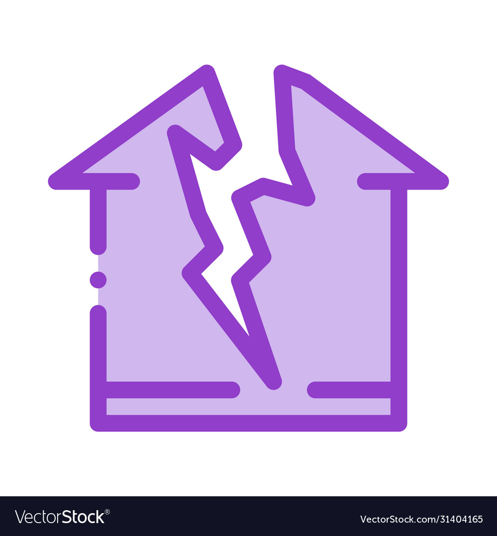 Lightning destroyed house icon outline