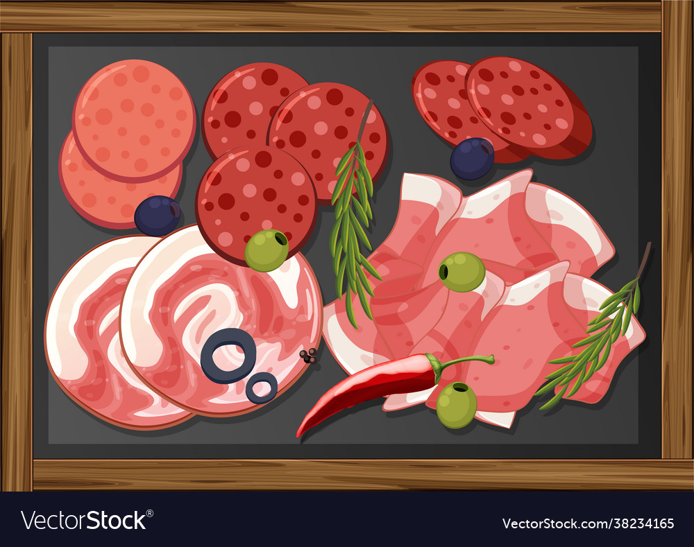 Lunch meats set with different cold meats Vector Image