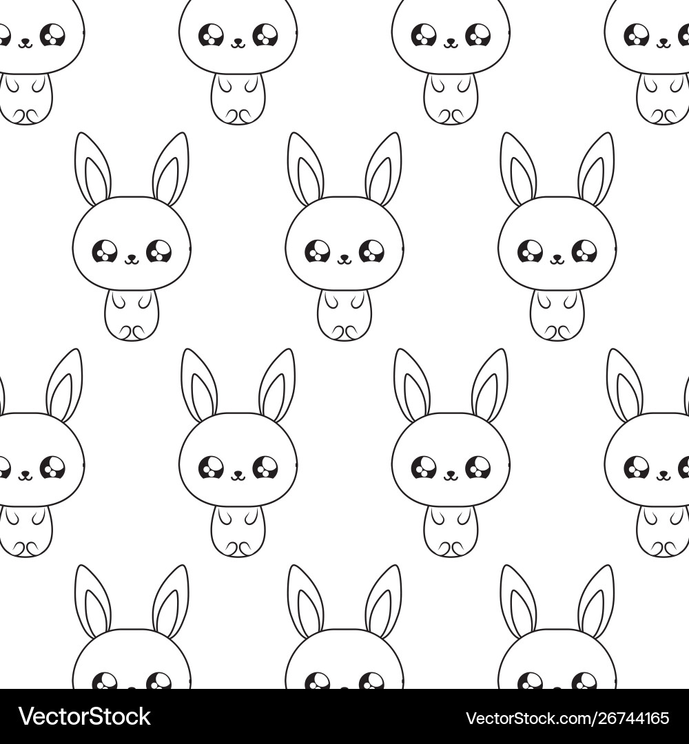 Pattern cute rabbits baby animals kawaii style Vector Image