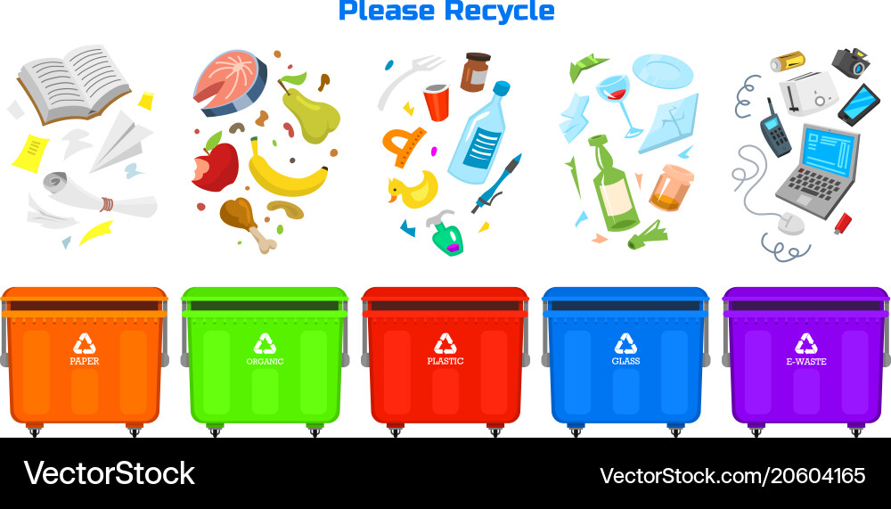 Recycling garbage elements bag or containers Vector Image