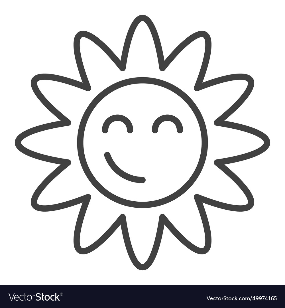 Vintage groovy smiling flower outline icon