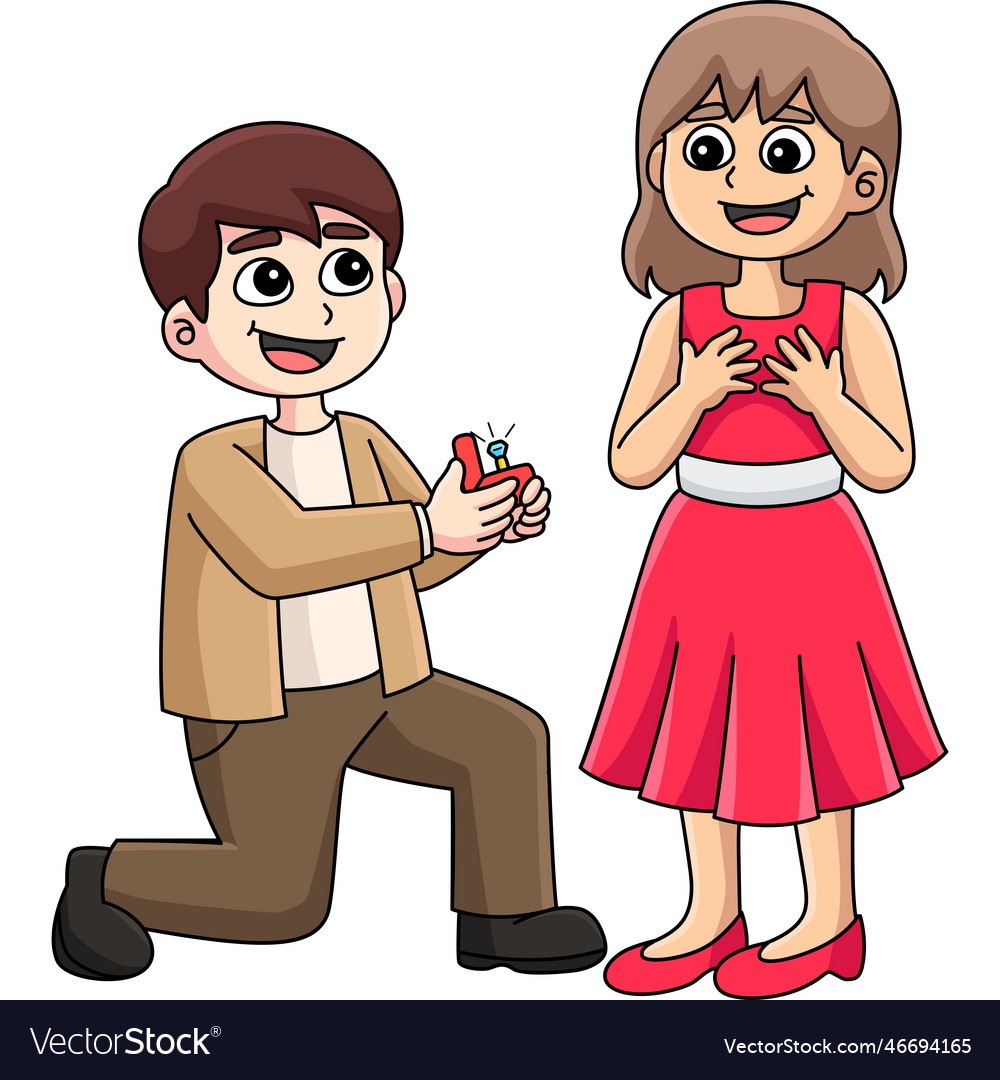 Wedding proposal cartoon colored clipart Vector Image