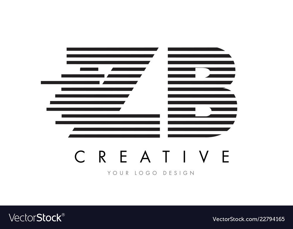 Zb z b zebra letter logo design with black