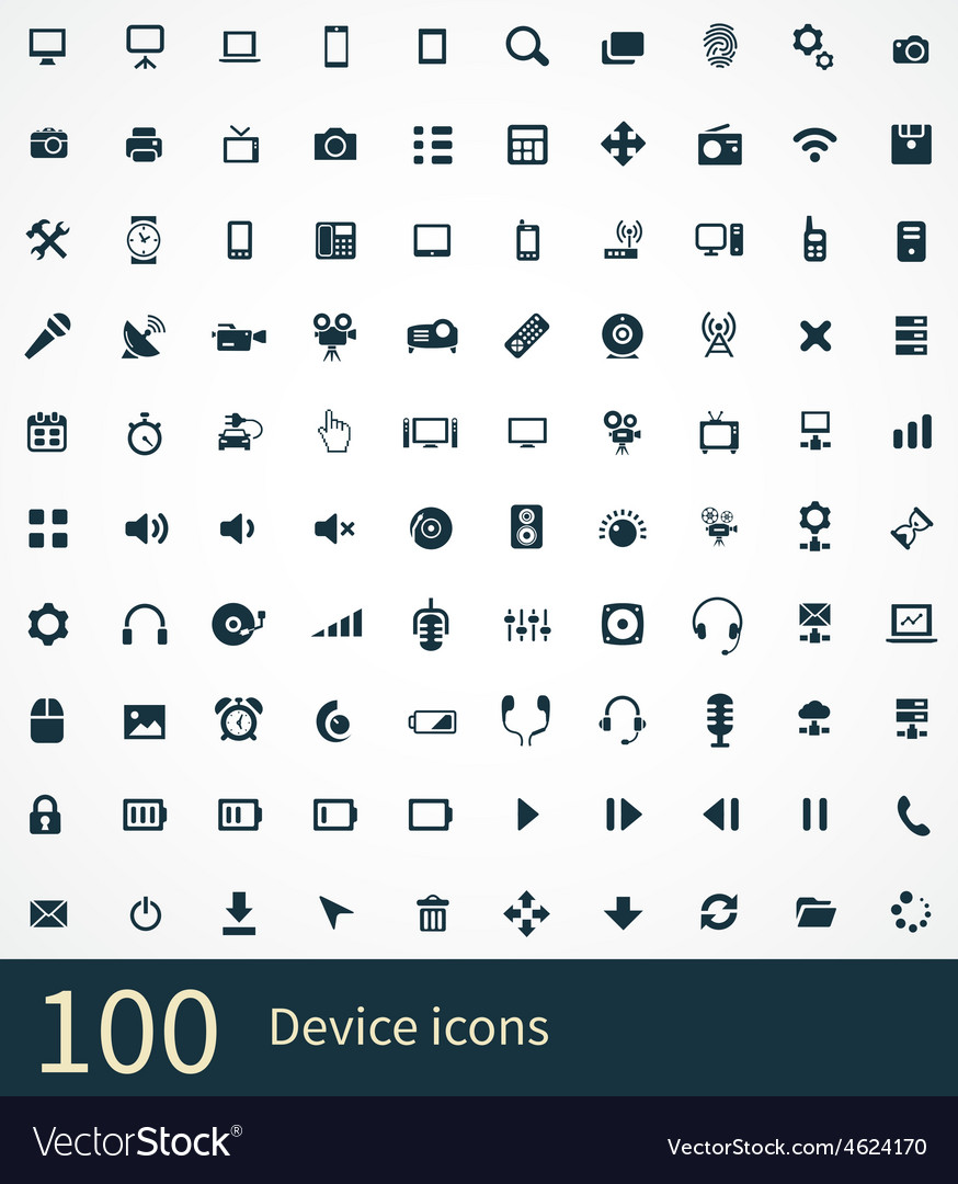 100 device icons set