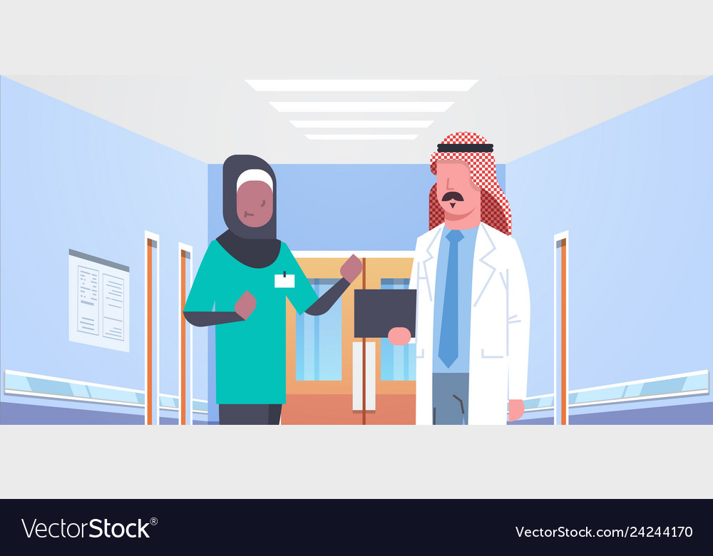 Arab doctor and african arabic nurse medical team